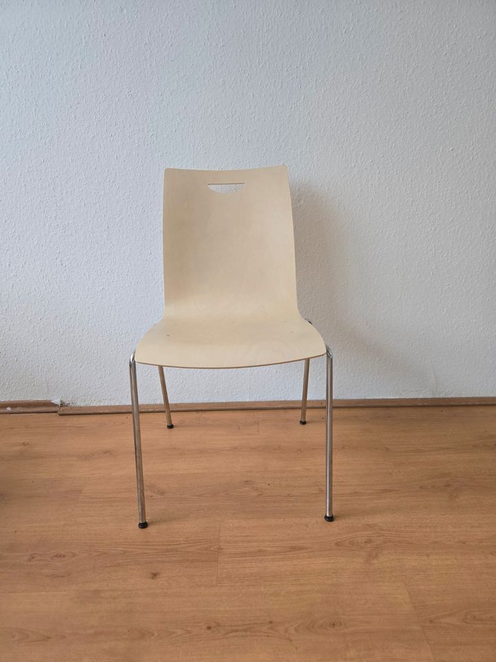 Brunner Fox Stapelstuhl Holzschale/Chrom – Zustand B