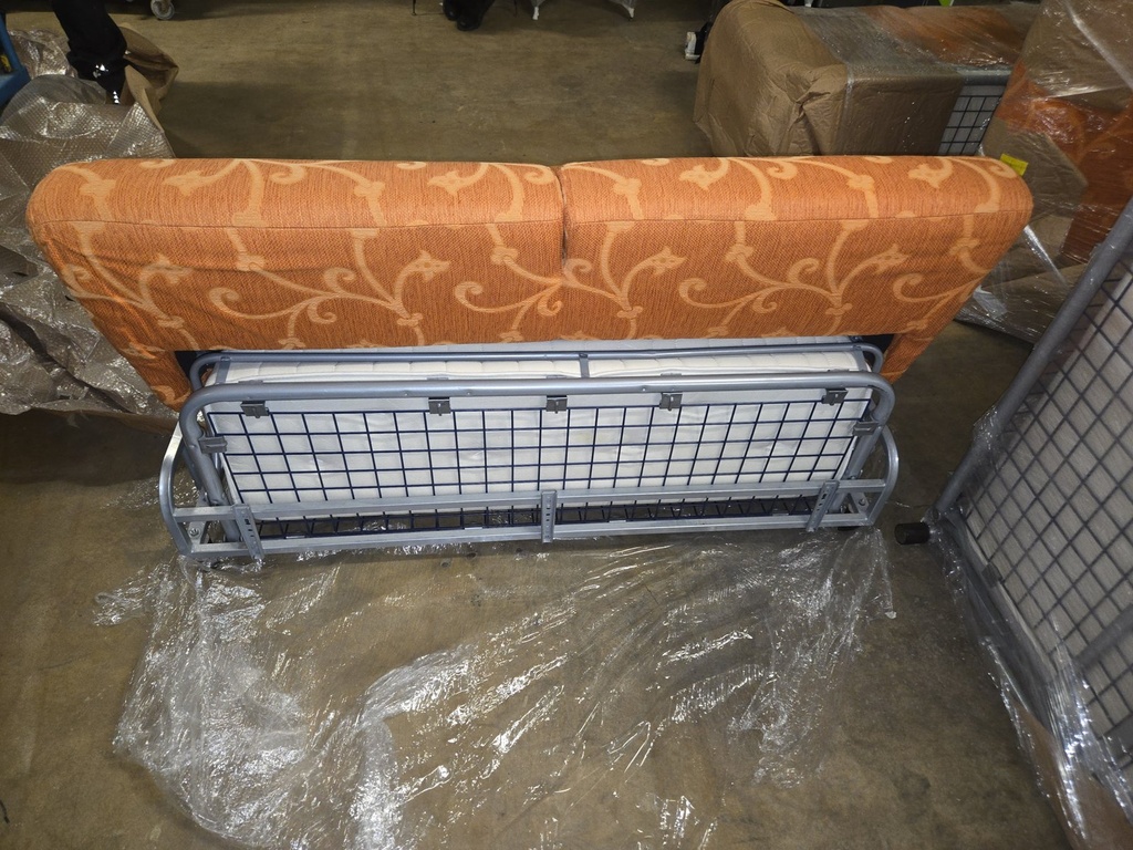 2-Sitzer Schlafsofa ohne Armlehnen Orange gemustert – Zustand B Ansicht 2