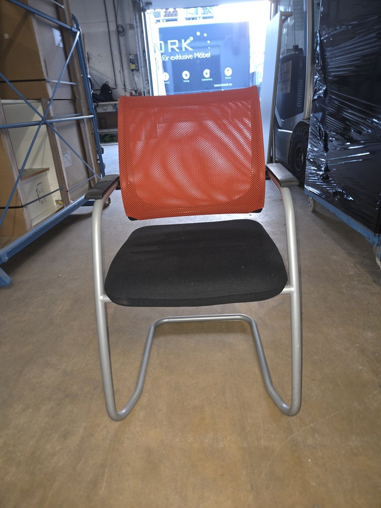 Sedus Netwin NW-233 Freischwinger Besucherstuhl Rot/Schwarz – Zustand B