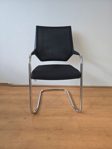 [KA-3539915938-A] Sedus quarterback Freischwinger Schwarz/Chrom, Netzrücken