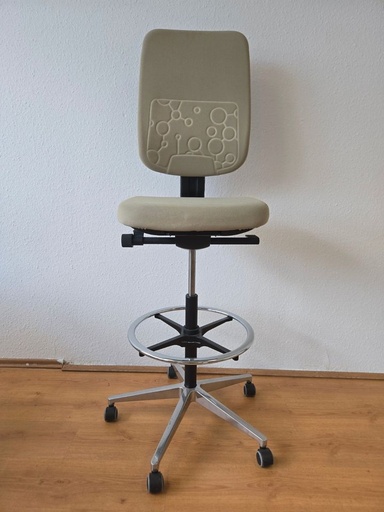 [KA-3539907367-A] Steelcase Hochstuhl mit Fußring Beige, Alu-Fußkreuz